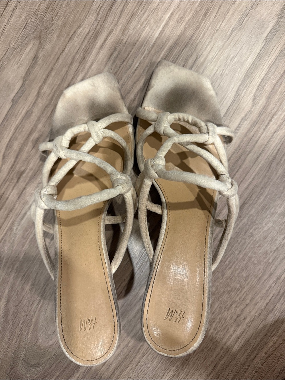 H&M Beige Knotted Strap Slide Mules